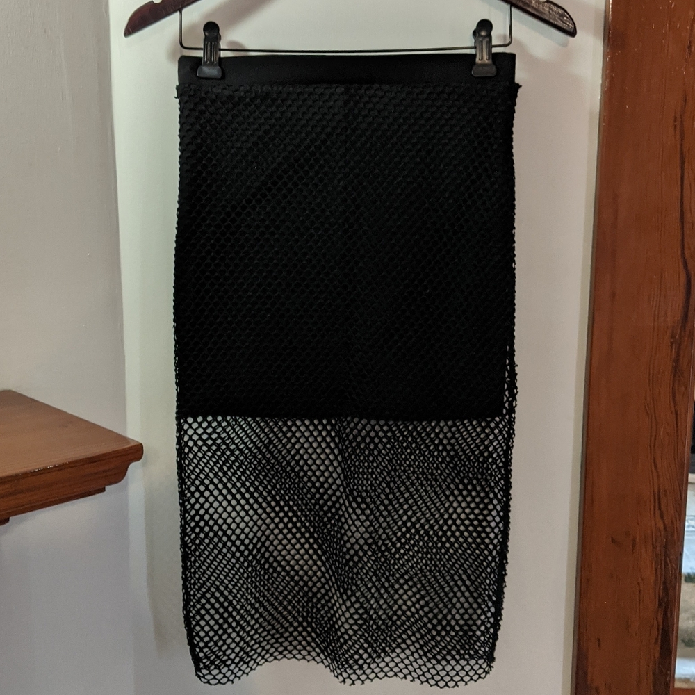 Black Mini/Midi Mesh Skirt